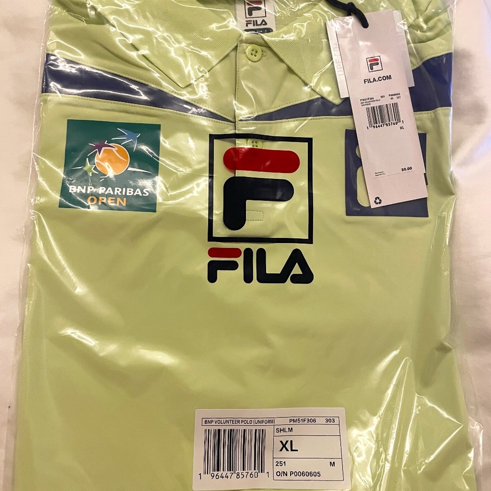 NEW 2025 BNP PARIBAS OPEN Tennis Tournament Official Mens Polo Shirt by FILA XL
